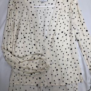 Cream & Black Dotted Work Blouse